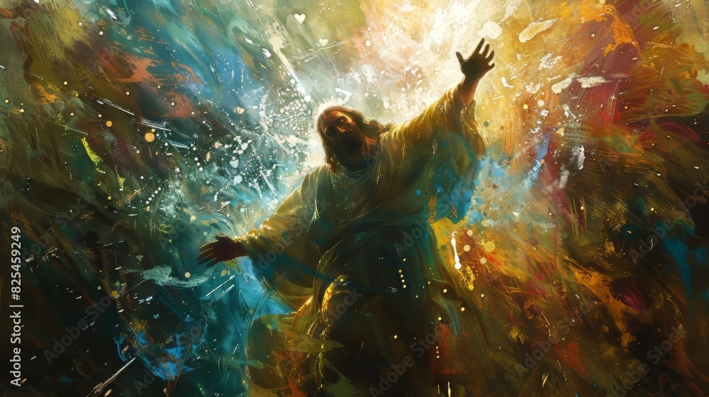 Dynamic abstract backdrop intensifying the Transfiguration of Jesus Dynamic abstract backdrop intensifying the Transfiguration of Jesus
