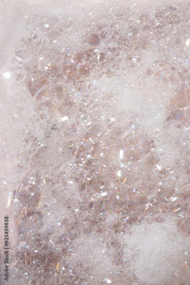 Shower product surrounded by foam bubbles Shower product surrounded by foam bubbles