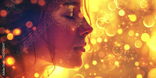 Enchanting double exposure of highlighter and glowing sunbeams.