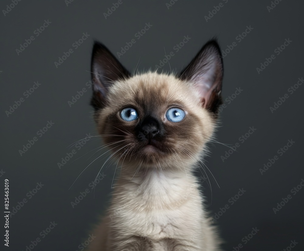 Siamese Cat With Blue Eyes Looking Up