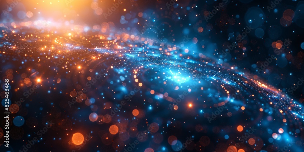 Abstract cosmic scene with swirling lights and glowing particles Abstract cosmic scene with swirling lights and glowing particles
