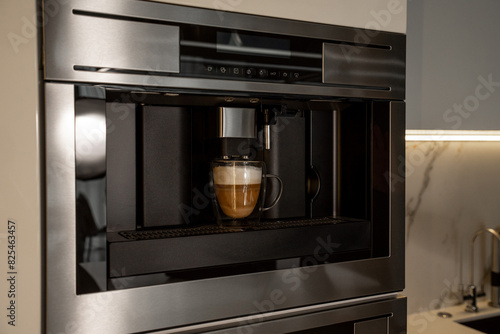 Принти на полотні Integrated built-in coffee machine with glass cup