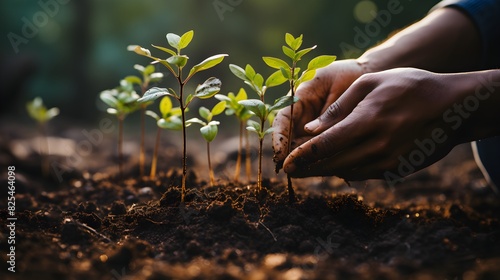 Hands planting a tree