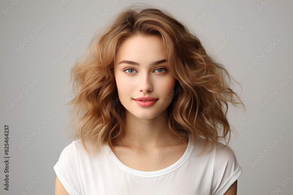 portrait of a lovely young woman isolated on white background
