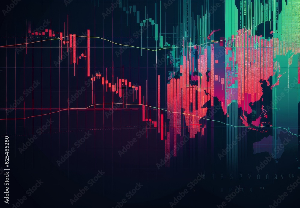 Stock market graph with candlestick charts and line graphs Stock market graph with candlestick charts and line graphs