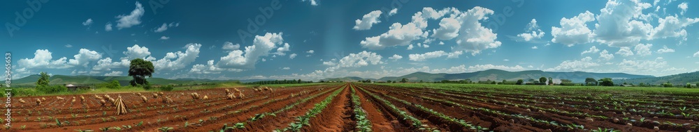Farmers Planting in a Field Under Blue Sky Farmers Planting in a Field Under Blue Sky