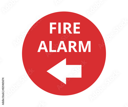 Fire alarm with left arrow symbol
