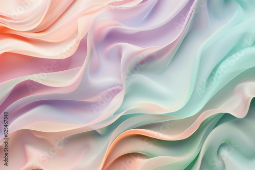 Elegant abstract background featuring smooth waves of pastel colors that resemble silk fabric  perfect for designs requiring a soft texture and a gentle color palette