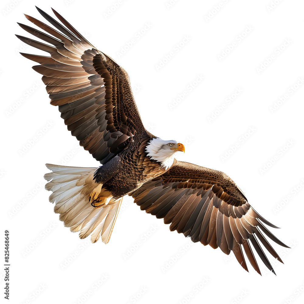 Obraz premium American bald eagle flying, isolated on transparent background, cut out