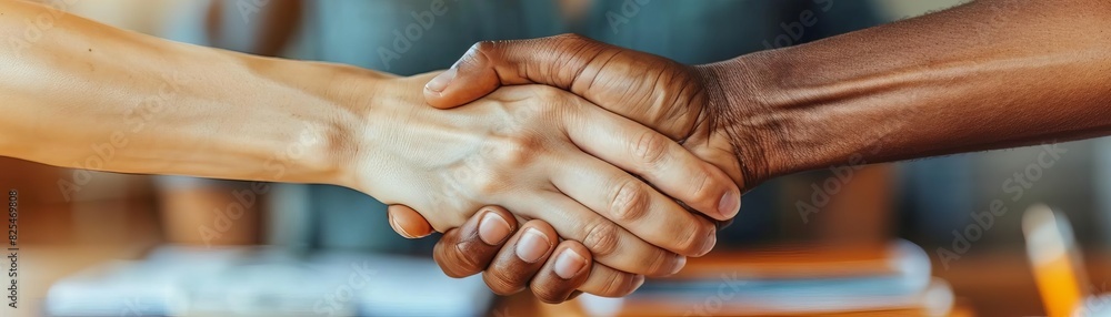 A closeup of interlocking hands of various skin tones A closeup of interlocking hands of various skin tones