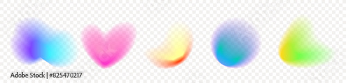 Set of abstract radial gradient blur.Vibrant set of aura glow rounds with a soft  dot white element.Holographic round shapes.Modern graphic element vector collection.