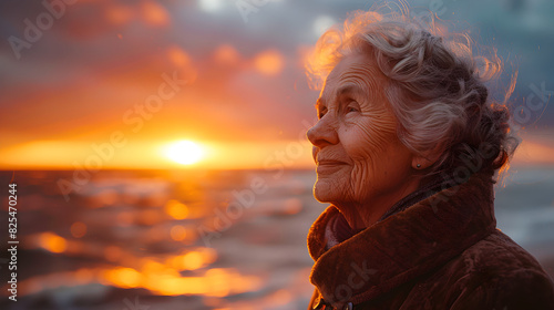 A Man Looking at the Sunset Over the Ocean