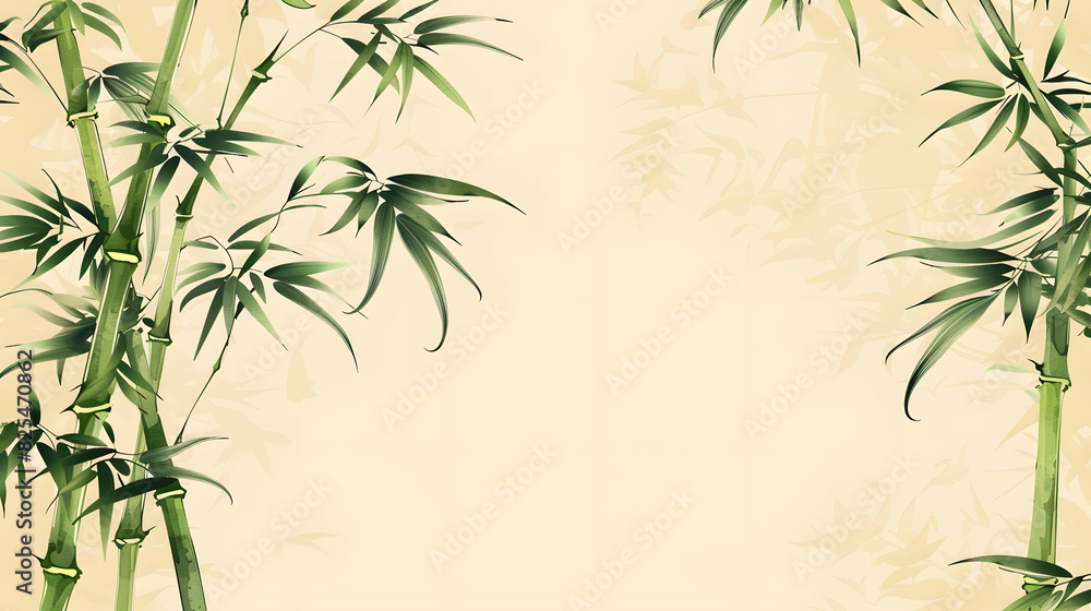 Fototapeta premium Einfacher Japanischer Bambus Hintergrund, Asiatischer Bambus Hintergrund, Chinesischer Bambus Hintergrund, Bambus Illustration