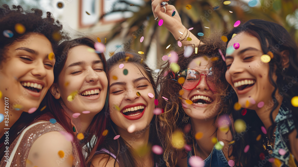 Group of 25 year old female friends celebrating women's day, embodying empowerment and friendship Group of 25 year old female friends celebrating women's day, embodying empowerment and friendship