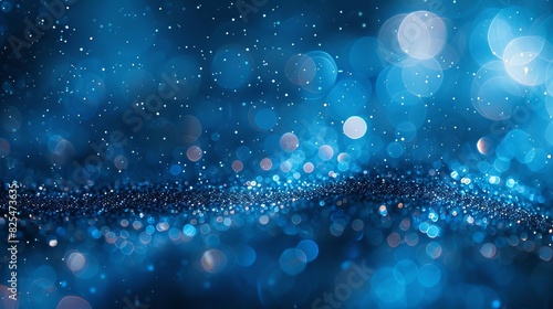 Blurry blue lights with sparkling dots creating a serene and dreamy atmosphere photo