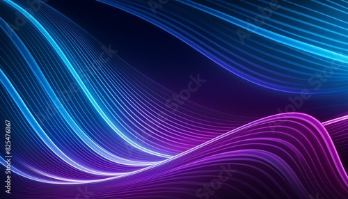 Glowing Retro Waves in Blue and Purple Abstract Design