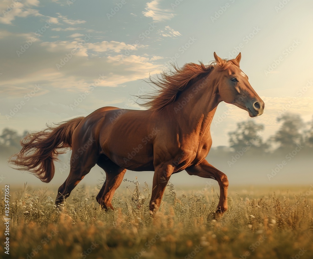 Horse Running Through Field of Tall Grass Horse Running Through Field of Tall Grass