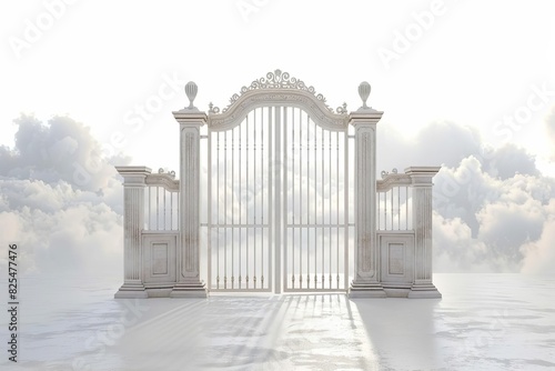 the pearly gates of heaven isolated on white background afterlife concept