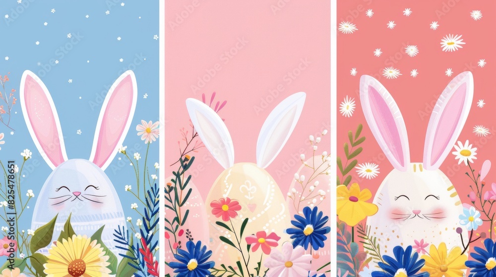Greeting card design template for Easter Holiday with bunny and eggs. Greeting card design template for Easter Holiday with bunny and eggs.