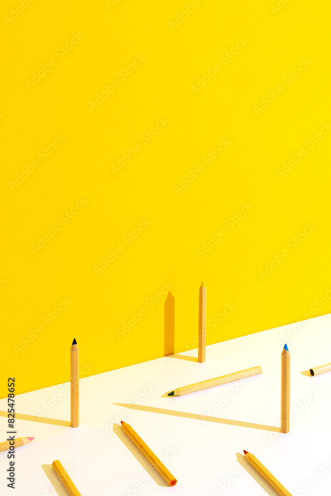 Back to school still life with coloring pencils Back to school still life with coloring pencils