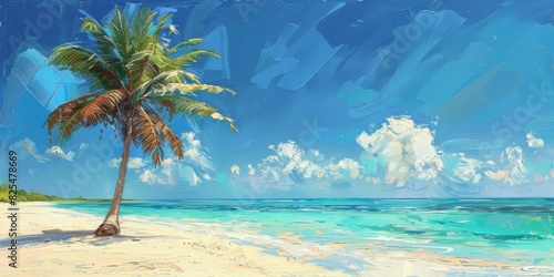 Palm Tree Painting on a Beach