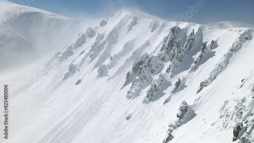 Rocky Mountains with snow. photo