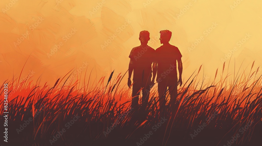 Minimalistic depiction of brotherhood Minimalistic depiction of brotherhood