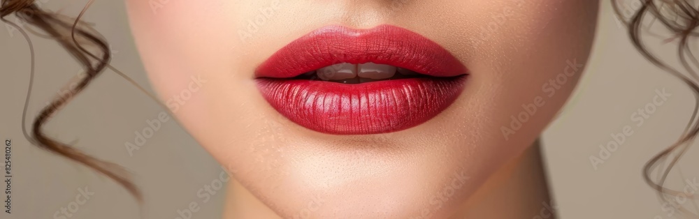 Woman Applying Red Lipstick Woman Applying Red Lipstick