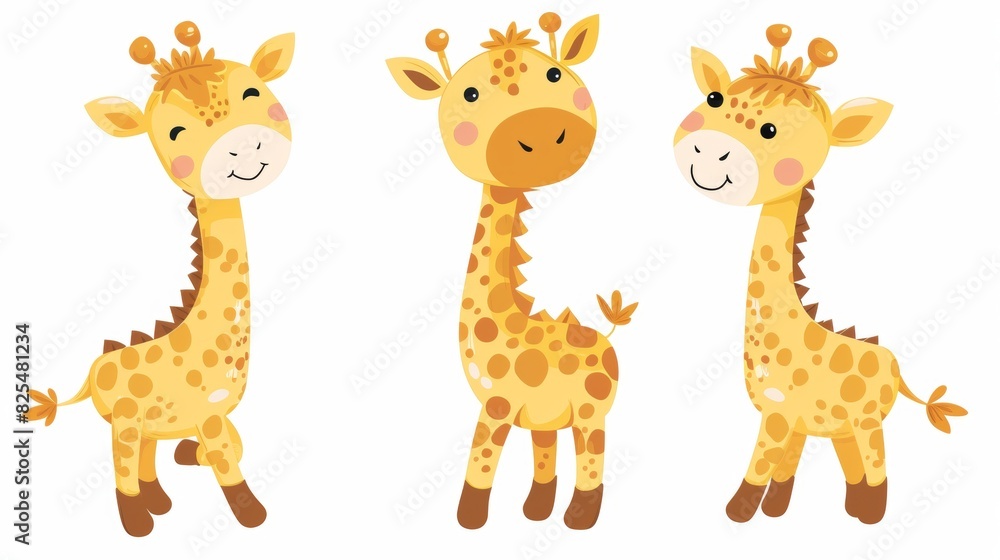 Naklejka premium Giraffe. Flat vector illustration of cute animal. Baby nursery art.