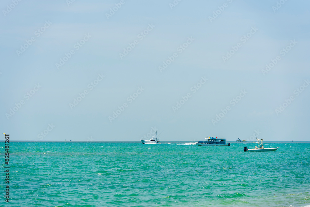 Boat in the ocean in Key Biscayne, Florida Boat in the ocean in Key Biscayne, Florida