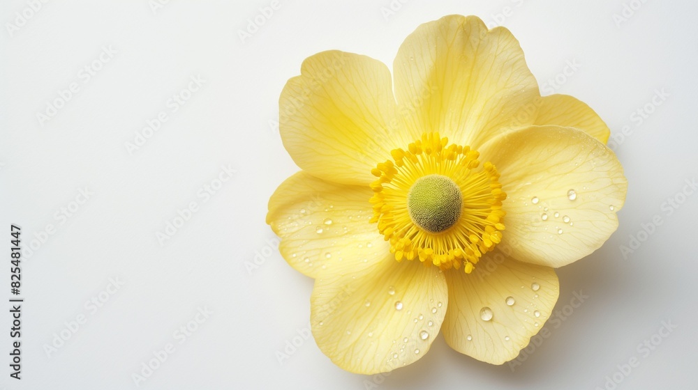 Obraz premium AI generated illustration of a yellow Anemone flower on a white background