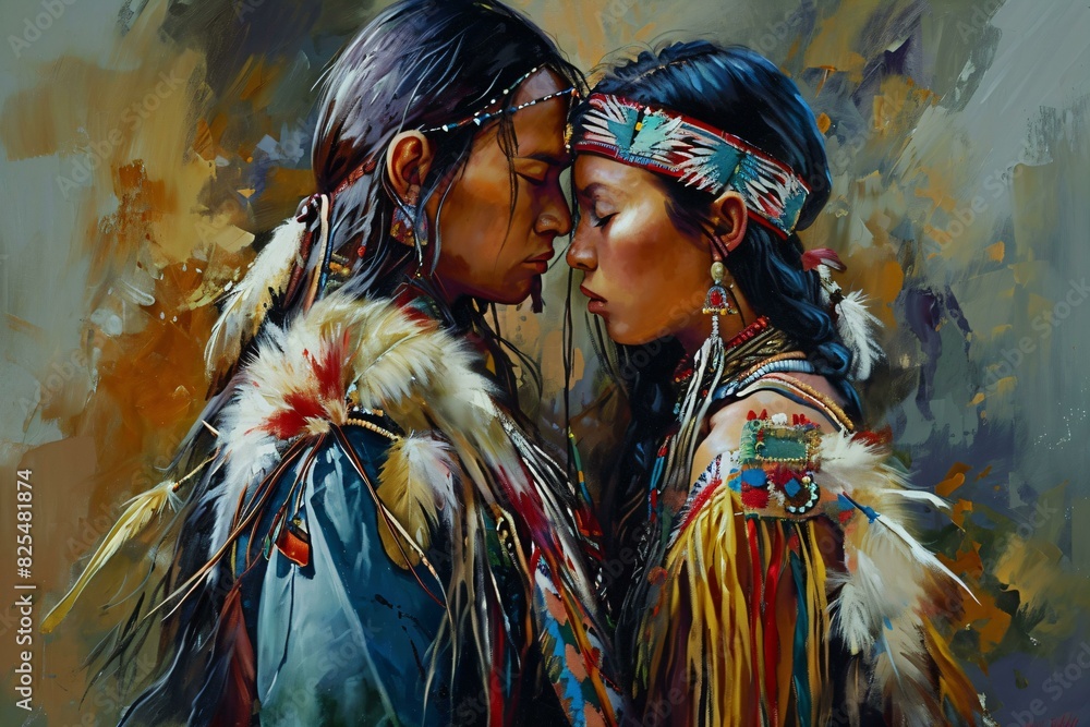 AI generated illustration of a tender moment between couple, Timbisha Shoshone Tribe of Death Valley