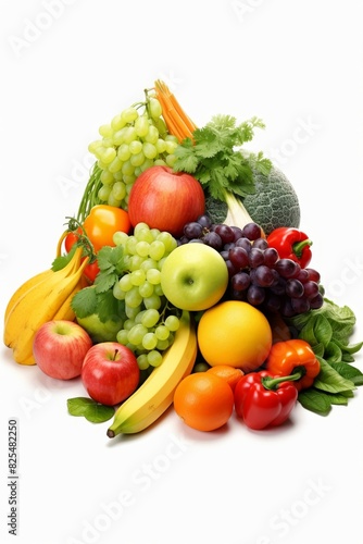 vegetables and fruits on a white background Generative AI © Valentine