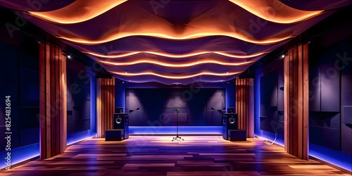 Sophisticated Recording Studio with Acoustic Ceiling and Optimal Lighting for Concentration. Concept Recording Studio, Acoustic Ceiling, Lighting, Concentration, Sophisticated photo
