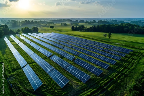 Expansive Solar Farm Harnessing Renewable Energy in Picturesque Rural Landscape