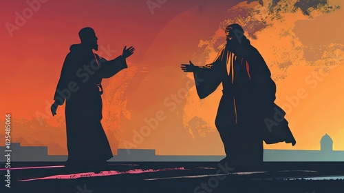 Silhouette of the Pharisee and the tax collector photo