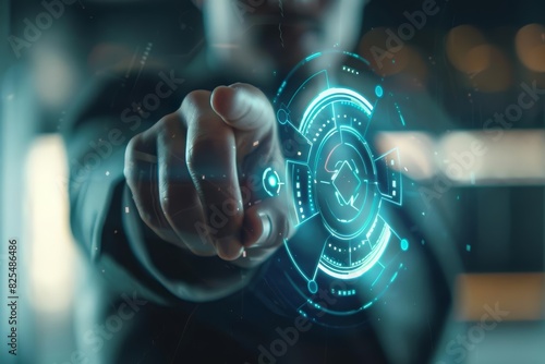 Wallpaper Mural A closeup of a businessman pointing at a branding icon Torontodigital.ca