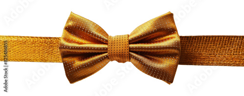 Golden textured bow tie with polka dots, cut out - stock png.