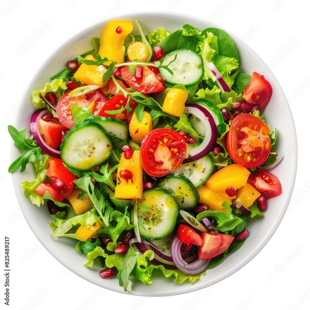 Bowl of Salad. Fresh and Colorful Vegetables in White Bowl on Isolated White Background Bowl of Salad. Fresh and Colorful Vegetables in White Bowl on Isolated White Background