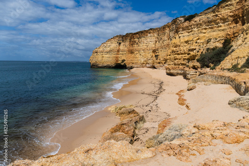 Praia Vale de Centeanes beach, Carvoeiro, Algarve, Portugal. Sunny day