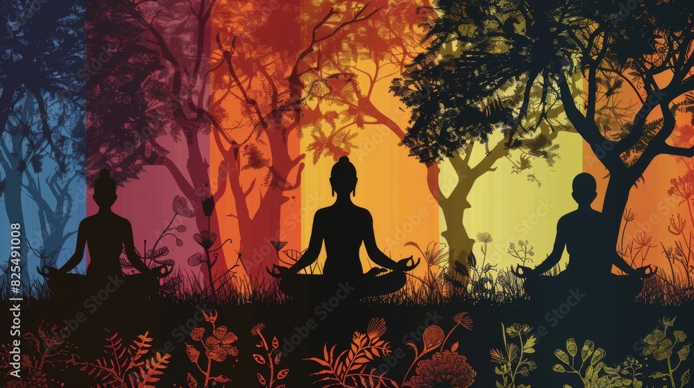 Silhouettes evoking the sense of holistic health