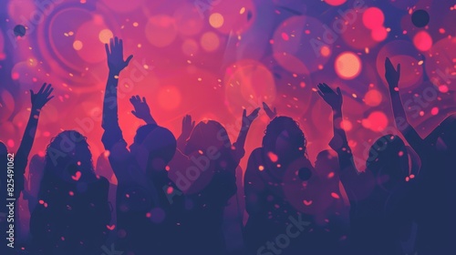 Silhouettes cheering and clapping at concert