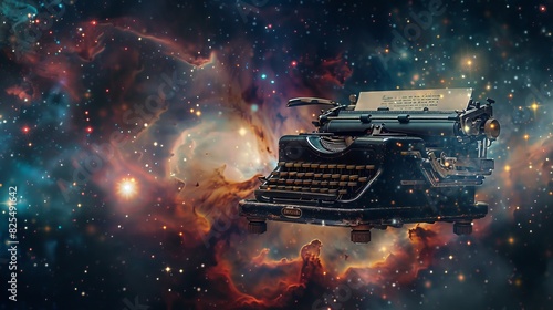 Wallpaper Mural Vintage typewriter floating in space for science fiction or fantasy designs Torontodigital.ca