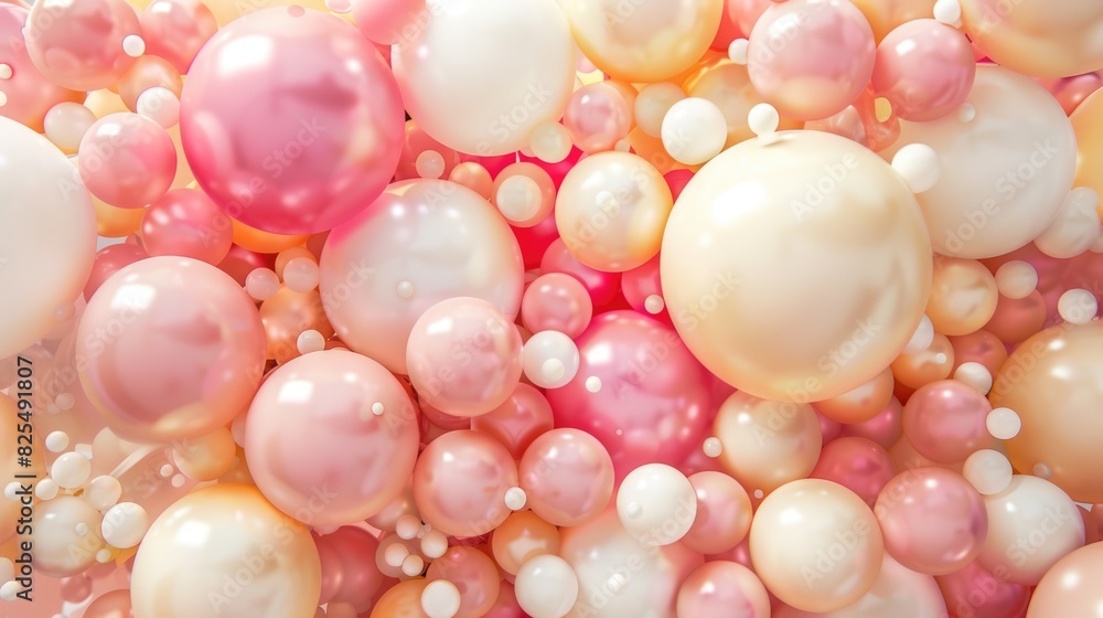 Balloon Decoration. Abstract Pastel Balloons in Pink, White, and Beige for Birthday or Anniversary Background Balloon Decoration. Abstract Pastel Balloons in Pink, White, and Beige for Birthday or Anniversary Background