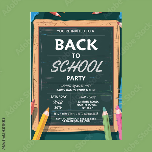 Back To School Chalk Green Invitation