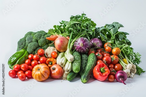 Pile Of Vegetables. Variety of Isolated Red Vegetables in Studio Setting