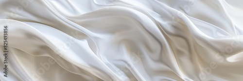 Cloth Wind. 3D Rendering of Abstract White Satin Background with Beautiful Curves