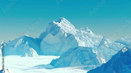  Digital painting of snowy mountain range with trail © Igor