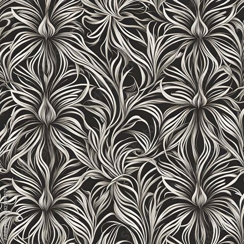 elegant floral seamless pattern stylish modern monochrome linear texture