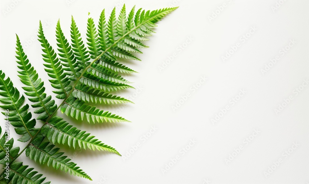 Single fern leaf on a white background in minimalistic style Single fern leaf on a white background in minimalistic style